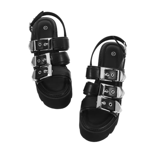 LIOOBO Stylische Plateausandalen Damen Sommer Open Toe Fischmaul Sandalen mit Dickem Absatz Schwarz Modische Luftige Damenschuhe für Trendbewusste Frauen von LIOOBO