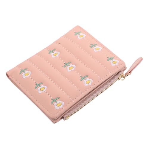 LIOOBO Süßes Besticktes PU Geldbörsen Design mit Münzfach und Kartenhaltern für Reisen und Täglichen Gebrauch Rosa von LIOOBO