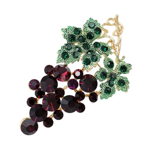 LIOOBO Traubenbrosche Strassnadel für Damen Vintage Brosche im Retro Design Funktionsnadel Metall mit Strassdekoration für Anzüge Kleidung und Schals von LIOOBO