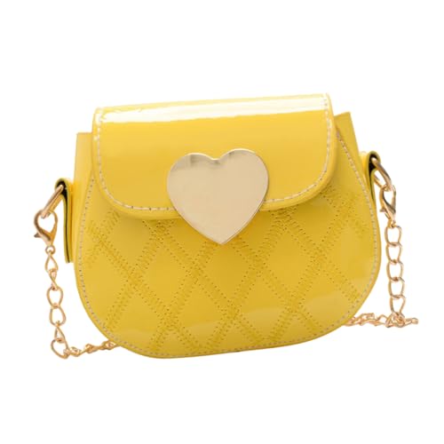 LIOOBO Umhängetasche PU Leichte Kompakte Mädchen Single Shoulder Bag Modisch Niedlich für Alltag Party Shopping zu Kinderfesten Gelb Langlebig und Praktisch von LIOOBO