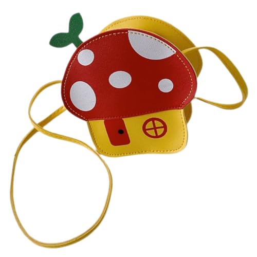 LIOOBO Umhängetasche Pilz Design Süße Geldbörse für Mädchen Kleine Crossbody Tasche für Reisen und Alltag Verstellbarer Gurt Rote Farbe Leicht und Praktisch für Junge Mädchen von LIOOBO
