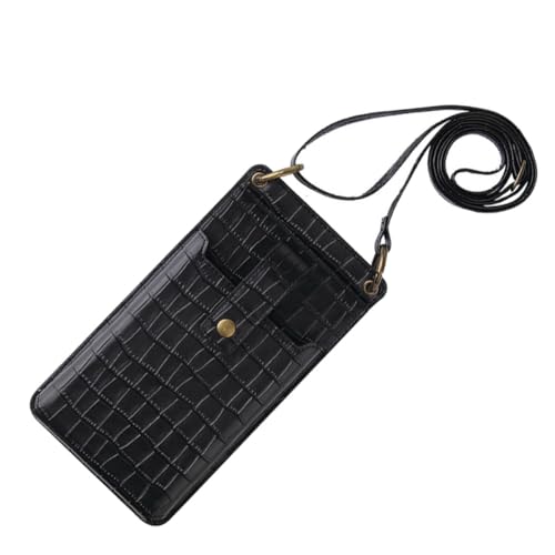 LIOOBO Verstellbare Handytasche mit Krokodilprägung Schwarz Umhängetasche für Mädchen Praktische Crossbody Bag für Handy Karten und Kleine Gegenstände Stilvolle Schultertasche für Alltag von LIOOBO