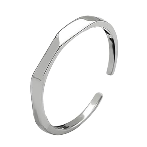 LIOOBO Verstellbarer Offener Silber Rhombus Ring Paarring Unisex Schmuck Schlicht Elegant für Damen und Herren von LIOOBO