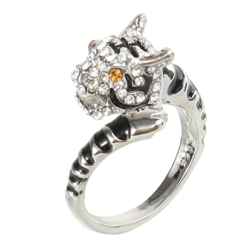 LIOOBO Verstellbarer Tierkreiszeichen Ring Tiger Silber Animal Ring Unisex Schmuck für Damen und Herren Alltag und Feierlichkeiten von LIOOBO