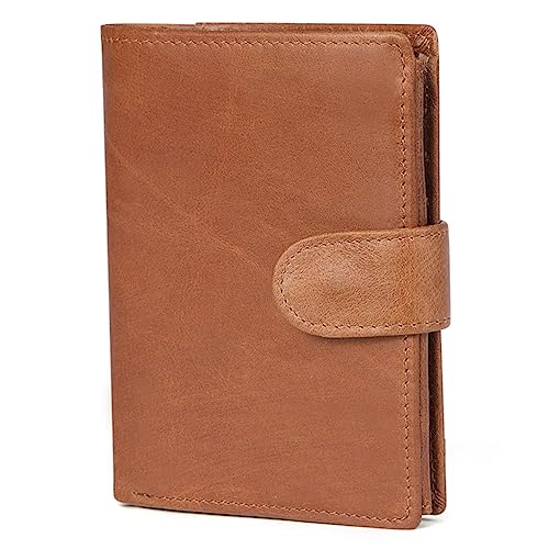 LIOOBO Vintage Herren Geldbörse Echtem mit RFID Schutz Multifunktionale Geldbörse für Kreditkarten Ausweis und Münzen Schlankes Design Hellbraun für Alltag und Besondere Anlässe von LIOOBO