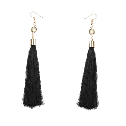 LIOOBO Vintage Quastenohrringe Damen Elegant Literarische Hängende Ohrhänger Schwarz Leichtes Design Für Alltag Und Festliche Anlässe von LIOOBO