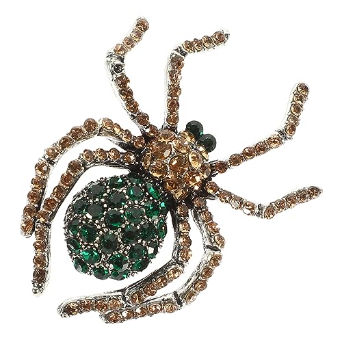 LIOOBO Vintage Spider Brosche Grüne Strass-spinnenanstecknadel Für Halloween Elegantes Schmuckstück Zur Bekleidung Für Jacken Schals Und Taschen von LIOOBO