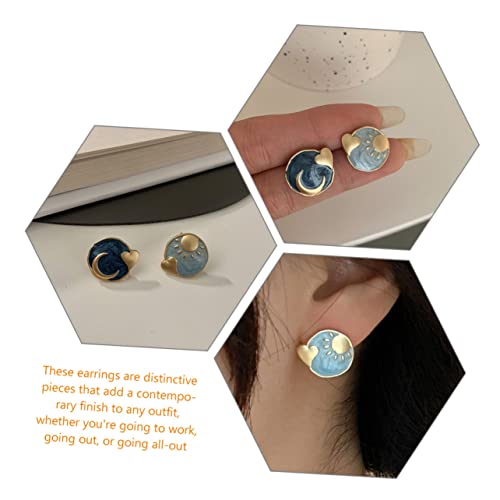 LIOOBO Vintage Sun Moon Ohrstecker Damen Ohrschmuck Kreative Asymmetrische Ohrringe Silber Geometrisch Modisch Passend für Alltag Party von LIOOBO