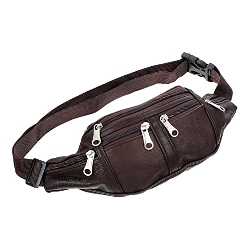 LIOOBO Wasserbeständiges Crossbody-Bag Taschen für Männer überqueren den Körper Übung Workout Hüfttasche Handy Fitnessstudio Mann laufende Hüfttasche Gürteltasche für Männer Pu Kaffee von LIOOBO