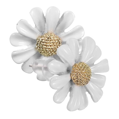 LIOOBO Weiße Kleine Daisy Ohrstecker aus Silber Leichte Blüten Ohrringe für Damen Piercing Studs mit Natürlichem Blumenmotiv für Alltag und von LIOOBO