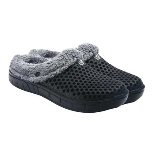 LIOOBO Winterliche Warme Rutschfeste Hausschuhe Herren Damen Gefüttert mit Dickem Futter Design Weiche Innensohle für Gemütliche Indoor nutzung Schwarz von LIOOBO