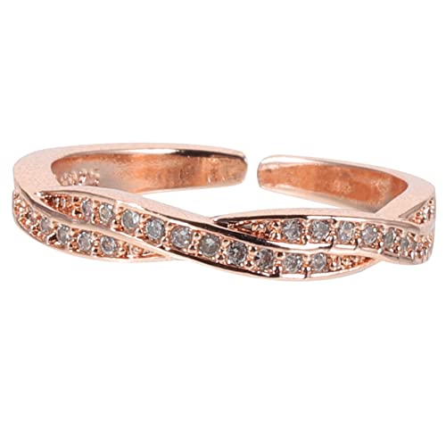 LIOOBO Zircon Ring Damen Verstellbarer Offener Ring mit Design Modischer Schmuck für Frauen Rosegold mit Zirkonia für Alltag und Besondere Anlässe von LIOOBO