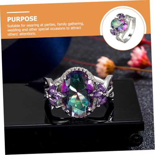 LIOOBO Zirconia Fingerring Damen Modeschmuck Eleganter Schmuck Weißgold Farbverlauf Glänzend Party Hochzeit Accessoire von LIOOBO