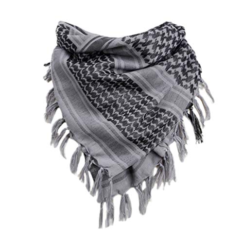 LIOOBO baumwolle arabischen schal wrap desert square neck kopf schal für frauen und männer im freien herbst winter warm (grau) von LIOOBO