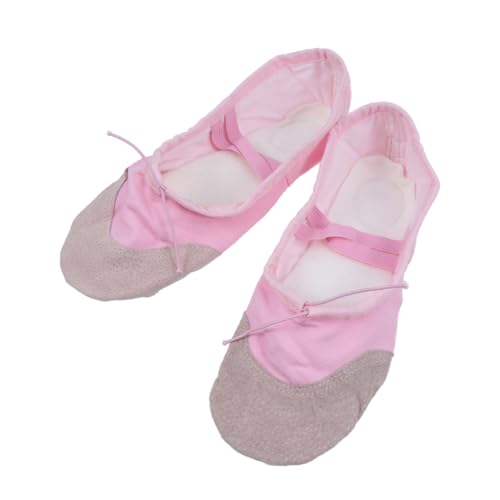 LIOOBO rutschfeste Ballettschuhe aus Canvas mit Langlebiger Spezialsohle Verstellbarem Elastischem Zugband Atmungsaktivem Stretchmaterial für Erwachsene Farbe Rosa von LIOOBO