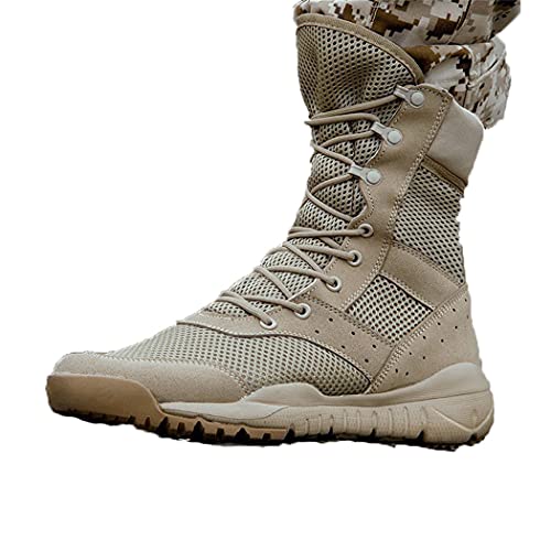 LIOPJH Herren Ultraleicht Outdoor Kletterschuhe Taktische Training Armee Stiefel Sommer Atmungsaktiv Mesh Wandern Wüstenstiefel 52 Netzstoff von LIOPJH