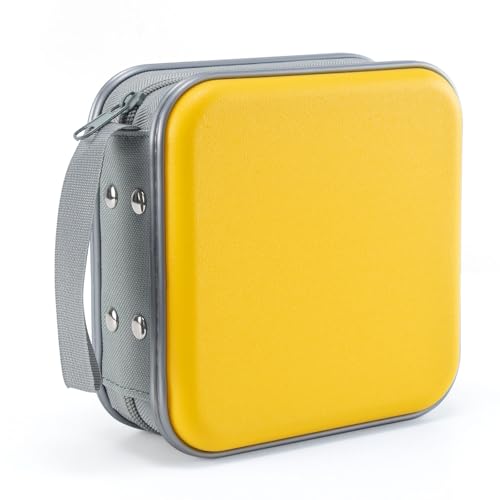 LIOVODE DVD-Tasche,48 Kapazität CD-Hülle Halter Lagerung Veranstalter Hartplastik Schutz Disc-Geldbörse für Auto (48 Kapazität, Gelb 48) von LIOVODE