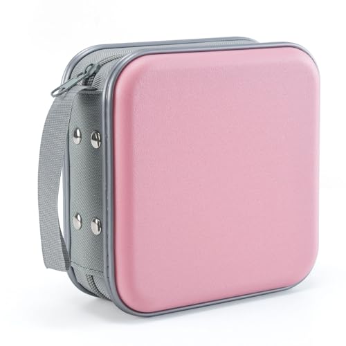 LIOVODE DVD-Tasche,48 Kapazität CD-Hülle Halter Lagerung Veranstalter Hartplastik Schutz Disc-Geldbörse für Auto (48 Kapazität, Hellrosa 48) von LIOVODE