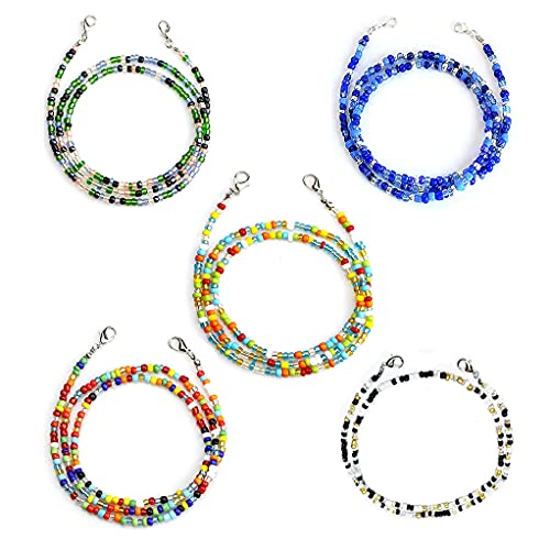 LIPIODOL 5 Stück Masken-Kette, Brillenkette Bunte Perlen für Frauen Männer Kinder Maske Riemen Extender Kette von LIPIODOL