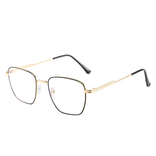 LIPIODOL Blaulichtfilter Brille Retro Glasrahmen-Ebenenspiegel ohne sehstärke Metallgestell Brille mit Brillenetuis und Brillenputztuch von LIPIODOL