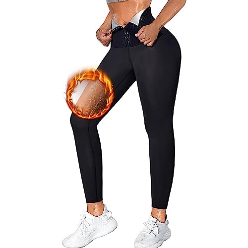 LIPIODOL Schwitzhose Damen Saunahose Hohe Taille Gewichtsverlust Hose Sporthose Hot Thermo Lang Leggings Damen Bauchkontrolle Oberschenkel Shaper für Laufen, Yoga, Training, Gym von LIPIODOL