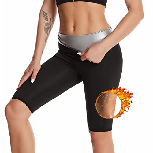 LIPIODOL Shorts Sauna Sporthose Abnehmen Sporthose Damen Hose Kurz Hot Thermo Sweat Hosen Schwitz Leggings High Waist Bauch Weg Body Shaper Jogginghose für Gym Laufen Yoga von LIPIODOL