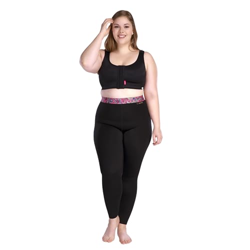 LIPOELASTIC Active Leggings - Medizinische Kompressionsleggings, Lipödem-Kompressionsleggings für Damen (DE/NL/SE/PL, Alphanumerisch, XL, Regular, Regular, Schwarz, Buntes Gummiband) von LIPOELASTIC