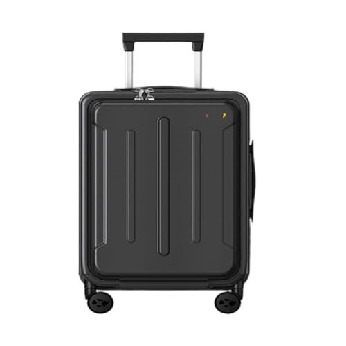 LIPPSYYDS Trolley-Koffer 20-Zoll-Front-Flip-Koffer, Multifunktionaler Trolley-Koffer for Herren Und Damen, Merchant Boarding-Koffer Reisekoffer (Color : Black, Size : 20in) von LIPPSYYDS