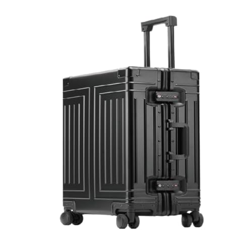 LIPPSYYDS Trolley-Koffer Vollaluminium-Magnesiumlegierungs-Metallkoffer, Trolley-Koffer, Hartschalenkoffer, Gepäck-Check-in-Koffer for Herren Und Damen Reisekoffer (Color : Black, Size : 20in) von LIPPSYYDS