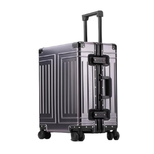 LIPPSYYDS Trolley-Koffer Vollaluminium-Magnesiumlegierungs-Metallkoffer, Trolley-Koffer, Hartschalenkoffer, Gepäck-Check-in-Koffer for Herren Und Damen Reisekoffer (Color : Gray, Size : 26in) von LIPPSYYDS