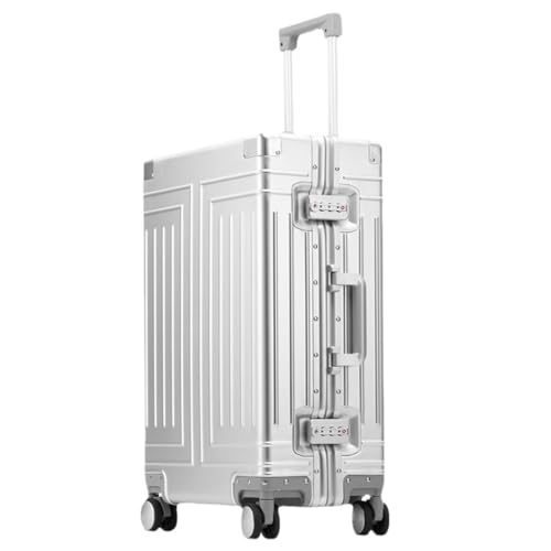 LIPPSYYDS Trolley-Koffer Vollaluminium-Magnesiumlegierungs-Metallkoffer, Trolley-Koffer, Hartschalenkoffer, Gepäck-Check-in-Koffer for Herren Und Damen Reisekoffer (Color : Silver, Size : 20in) von LIPPSYYDS