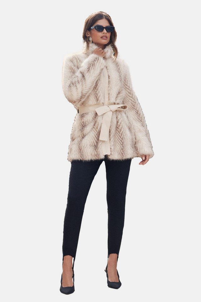 LIPSY Fellimitatmantel Lipsy Mantel aus Kunstfell und Kunstleder, Regular (1-tlg) von LIPSY