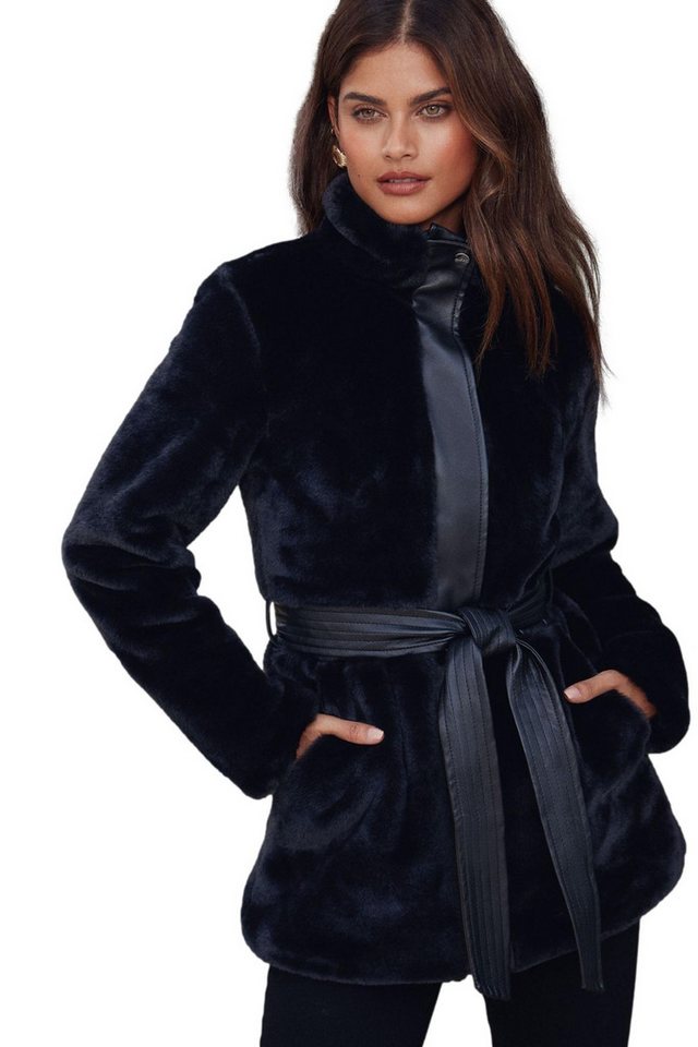 LIPSY Fellimitatmantel Lipsy Mantel aus Kunstfell und Kunstleder, Regular (1-tlg) von LIPSY