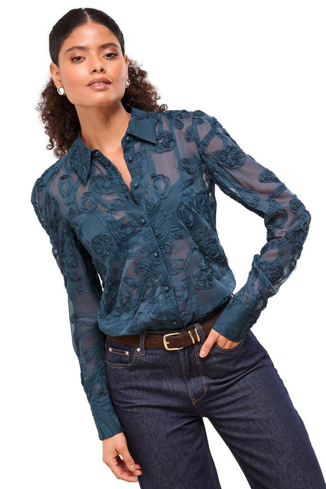 LIPSY Hemdbluse Lipsy Geknöpftes Hemd mit Ausbrenner-Design (1-tlg) von LIPSY