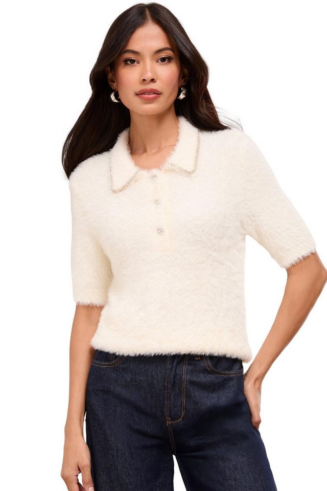 LIPSY Kurzarmbluse Lipsy verziertes Strickoberteil aus Effektgarn (1-tlg) von LIPSY