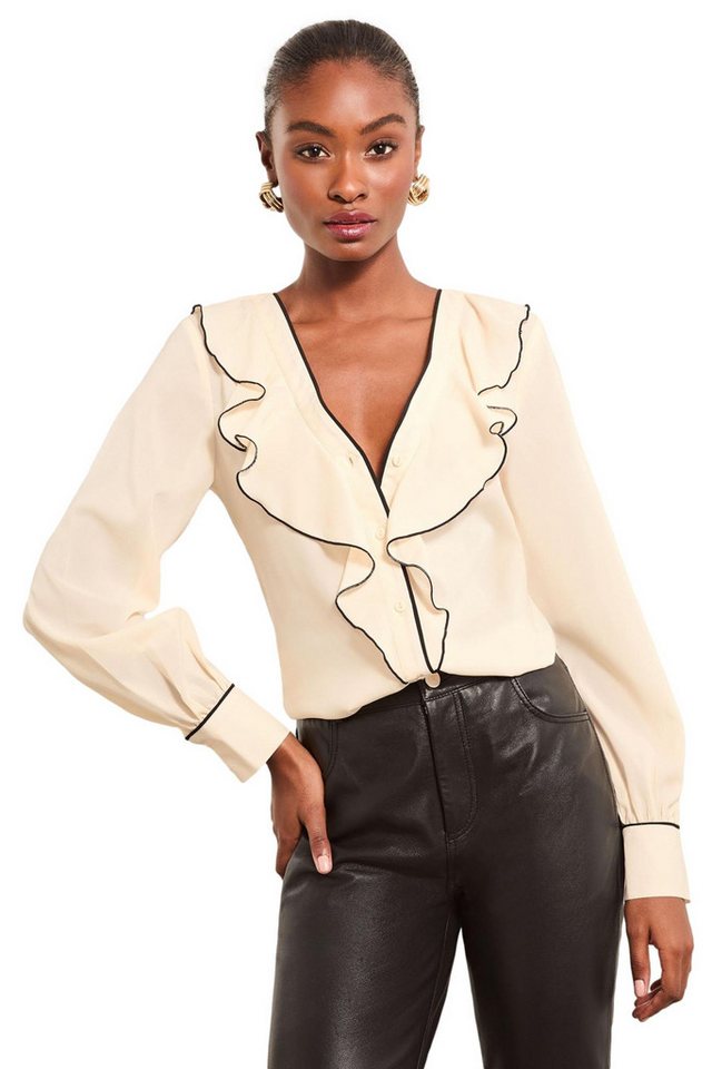 LIPSY Langarmbluse Lipsy Bluse mit V-Ausschnitt, Rüschen, Regular (1-tlg) von LIPSY