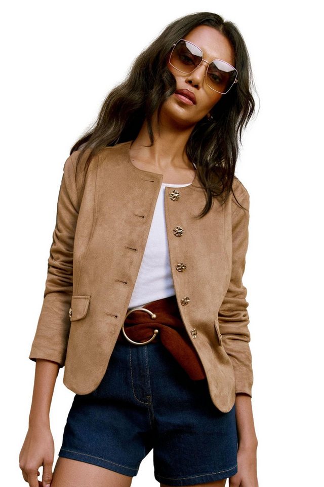 LIPSY Lederjacke Lipsy Kragenlose Jacke, Regular (1-St) von LIPSY