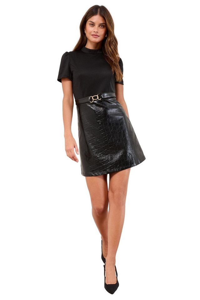 LIPSY Lederkleid Lipsy 2-in-1 Hybridkleid mit Metalldetails, Petite (1-tlg) von LIPSY