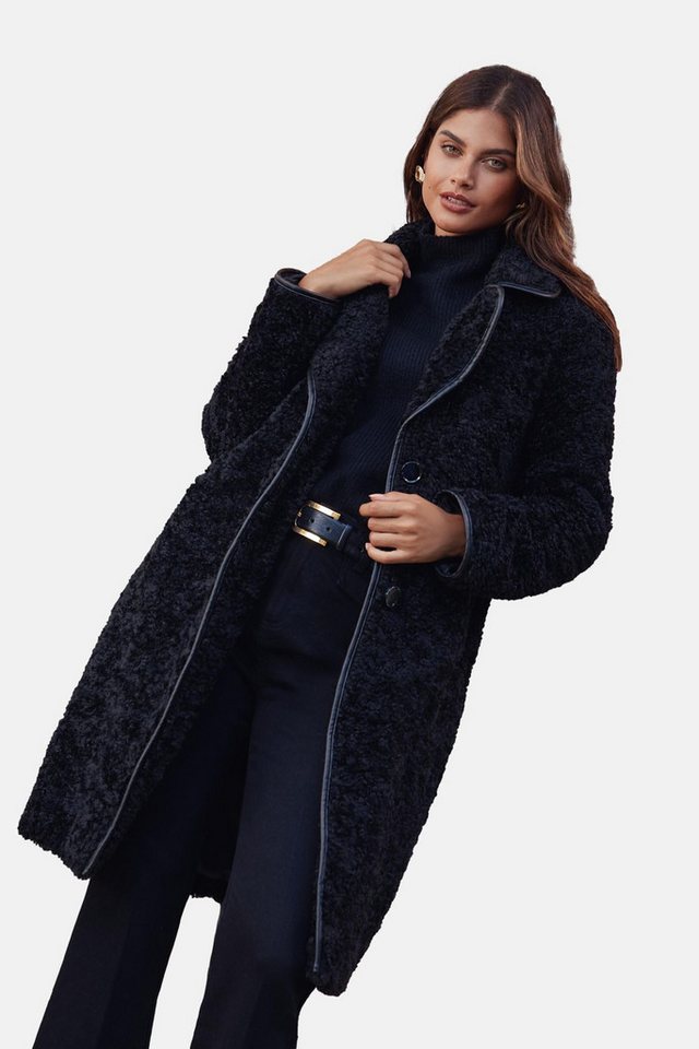 LIPSY Ledermantel Lipsy Teddyfellmantel mit Kunstlederbesatz Regular (1-tlg) von LIPSY