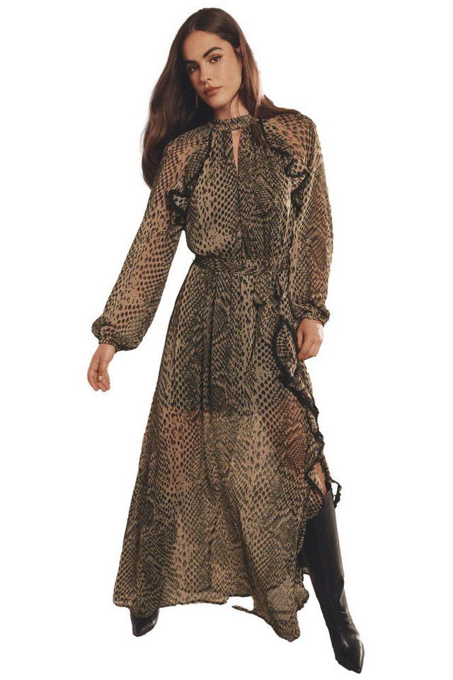 LIPSY Maxikleid Lipsy Gerüschtes Maxikleid mit langen Ärmeln (1-tlg) von LIPSY