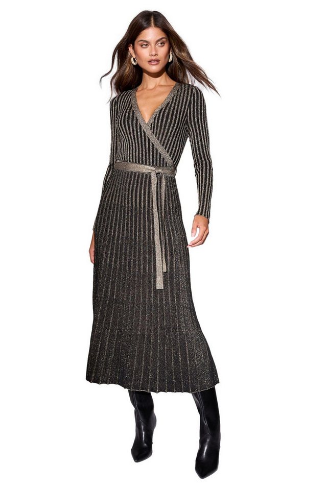 LIPSY Midikleid Lipsy Gestricktes glitzerndes Wickel-Midikleid (1-tlg) von LIPSY