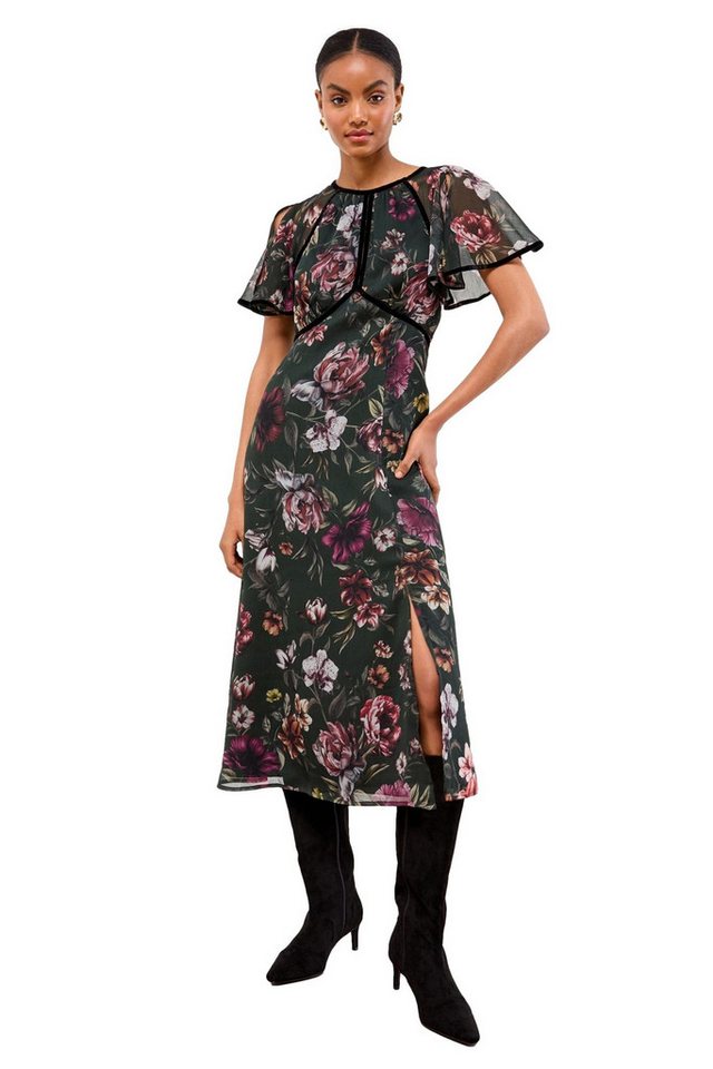 LIPSY Midikleid Lipsy Samt-Midikleid mit Flügelärmeln, Regular (1-tlg) von LIPSY