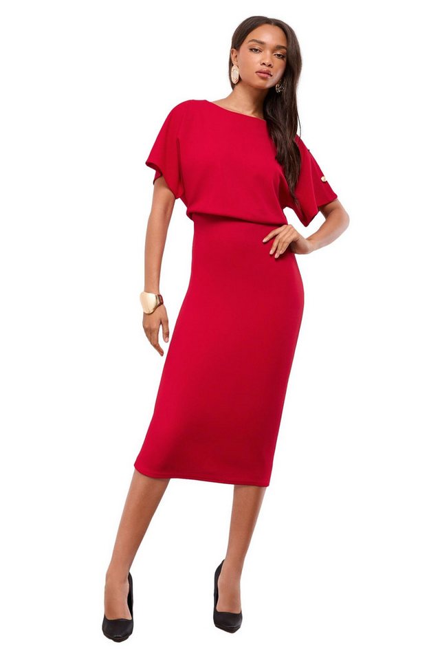 LIPSY Midikleid Lipsy enges Blouson-Midikleid mit Knopf, Regular (1-tlg) von LIPSY