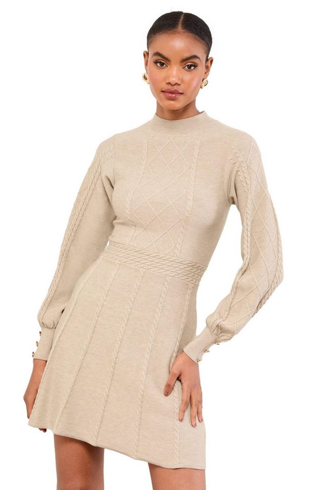 LIPSY Minikleid Lipsy Langärmeliges Kleid im kleinen Rautenstrick (1-tlg) von LIPSY