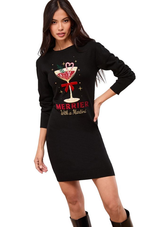LIPSY Minikleid Lipsy Weihnachtliches Minikleid aus Strick, Petite (1-tlg) von LIPSY