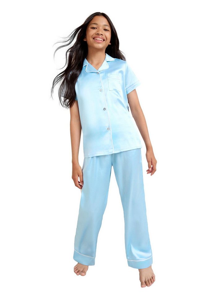 LIPSY Pyjama Lipsy Schlafanzug mit Satinhemd und langer Hose (2 tlg) von LIPSY