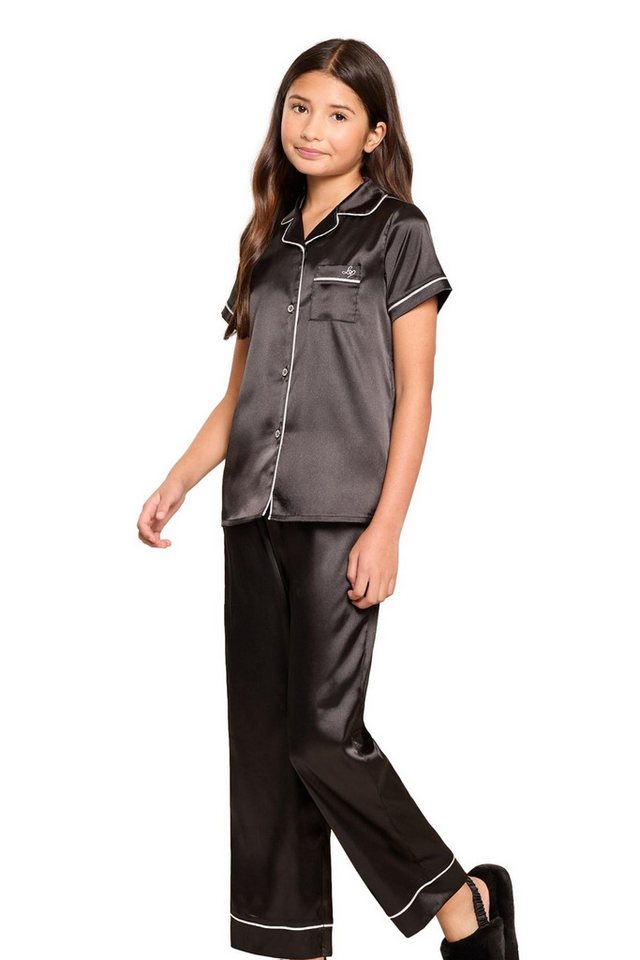 LIPSY Pyjama Lipsy Schlafanzug mit Satinhemd und langer Hose (2 tlg) von LIPSY
