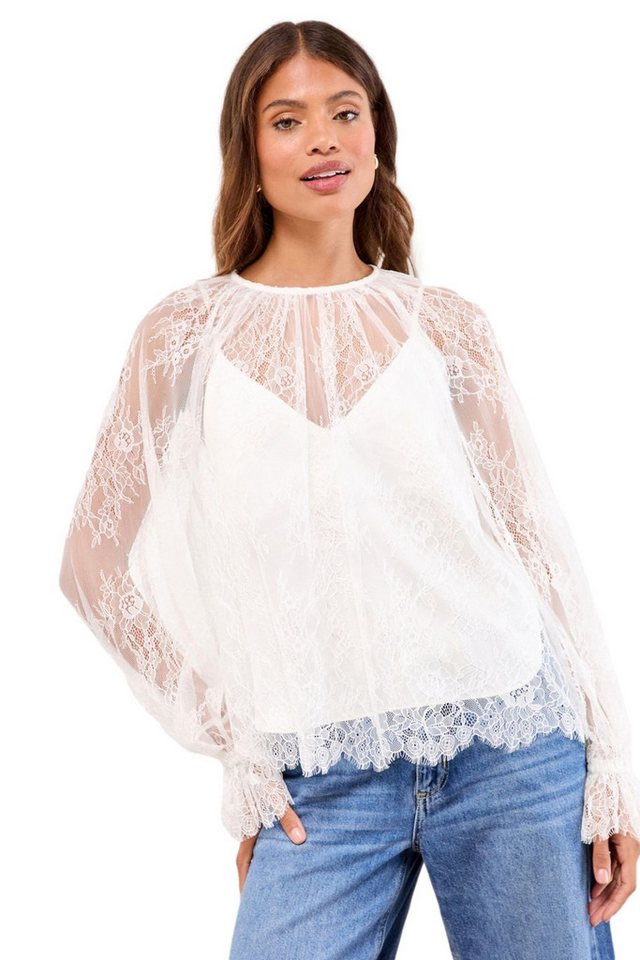 LIPSY Spitzenbluse Lipsy Spitzenbluse mit ausgestelltem Ärmel Regular (1-tlg) von LIPSY