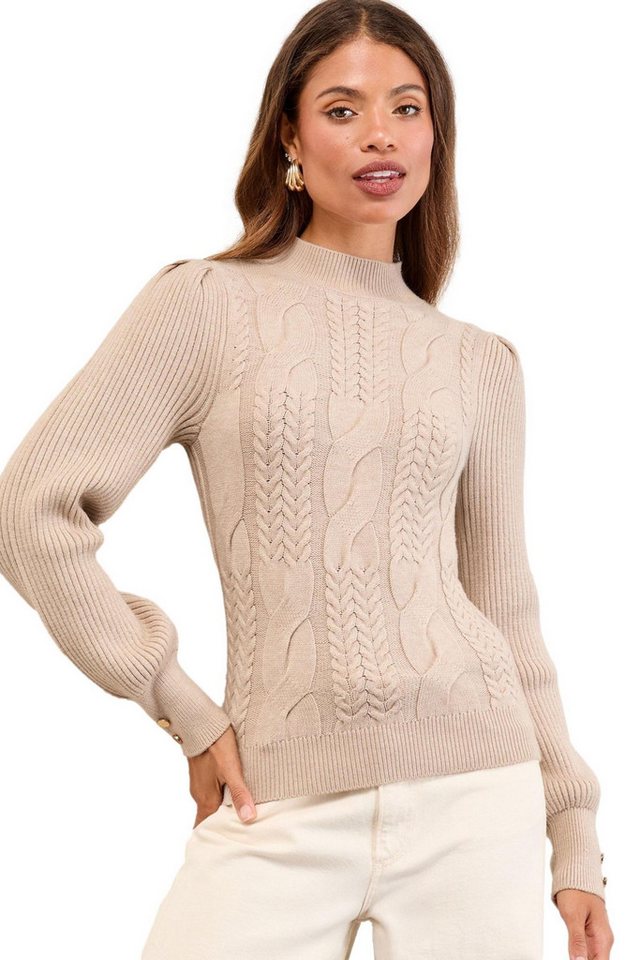 LIPSY Stehkragenpullover Lipsy Zopfstrickpullover mit Blousonärmeln Regular (1-tlg) von LIPSY