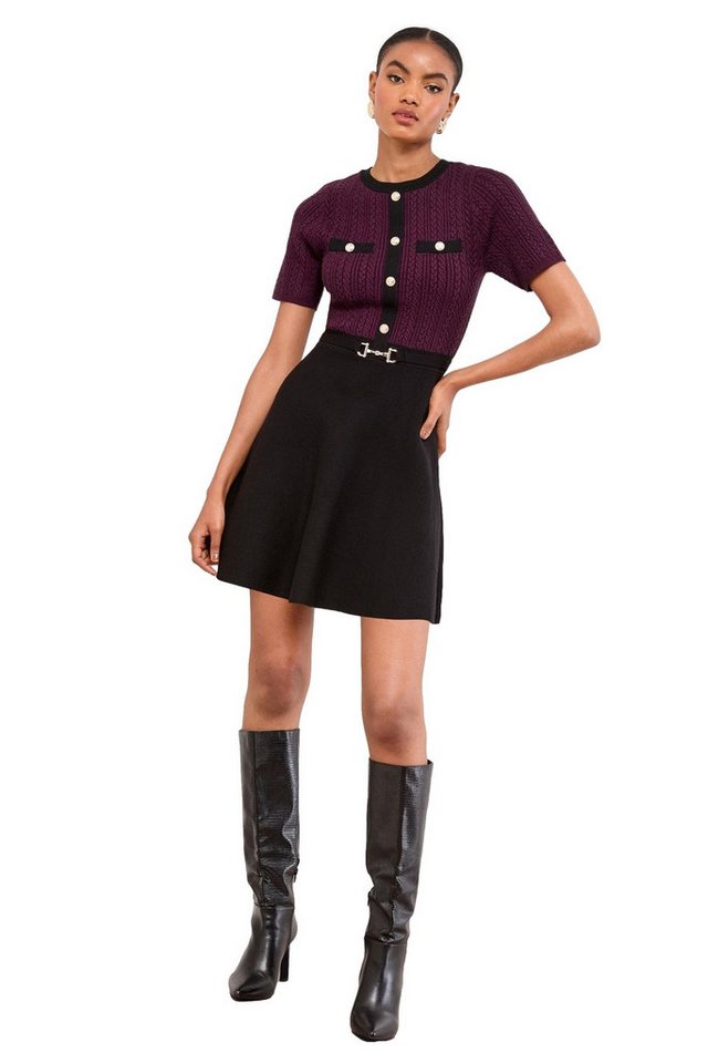 LIPSY Strickkleid Lipsy Mini-Strickkleid mit Gürtel und Zopfmuster (1-tlg) von LIPSY